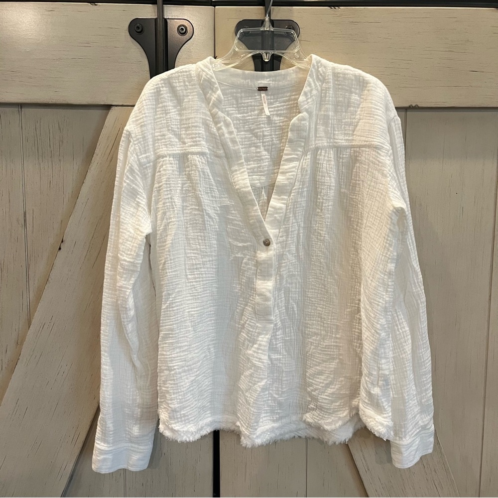 Free People White Blouse Soft Size Large